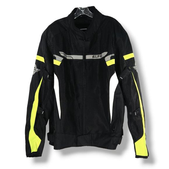 Alpha Cycle Gear Mesh Motorcycle Jacket CE Armor Hi Vis Black 2XL Bikercore - Picture 2 of 14